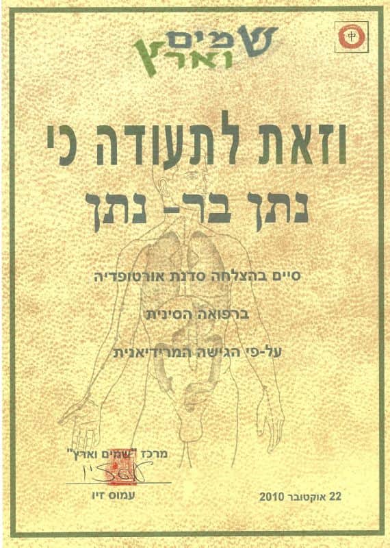 תעודת סדנת אורטופדיה, גישה מרידיאנית